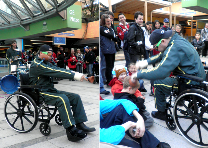 Performing at Robson Square in downtown Vancouver